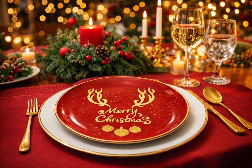 Festive Christmas Dinner Plates – Red & Gold Collection 🎄