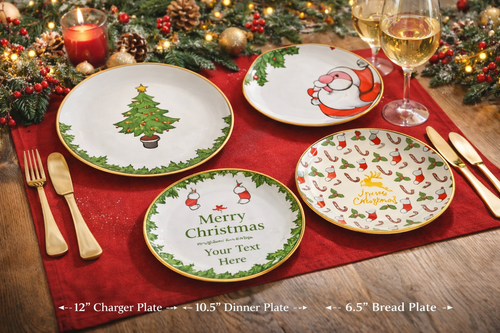 Christmas Plate Set – 4 Piece Holiday Dinnerware Collection 🎄