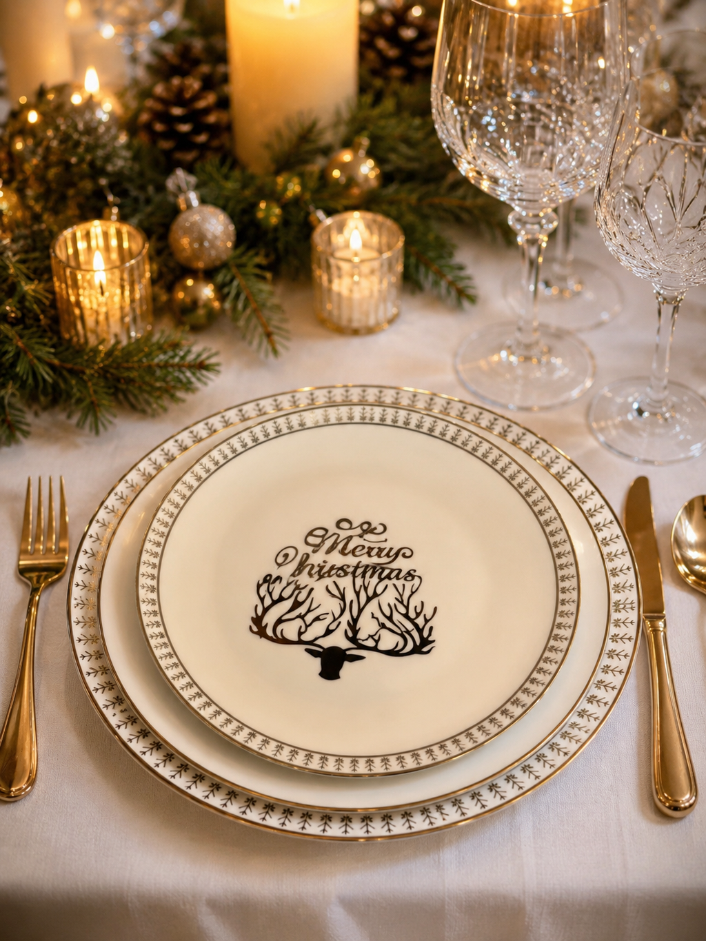 Silver Pine Christmas Place Setting