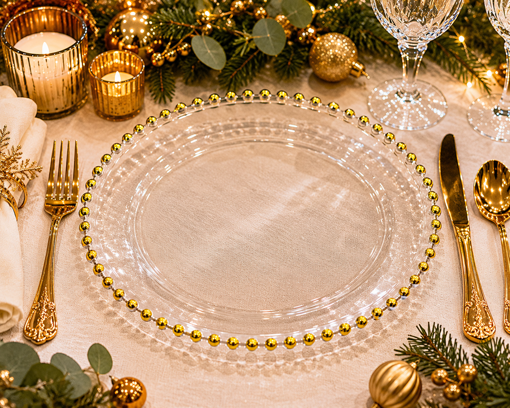 Gold Dot Glass Charger Plate