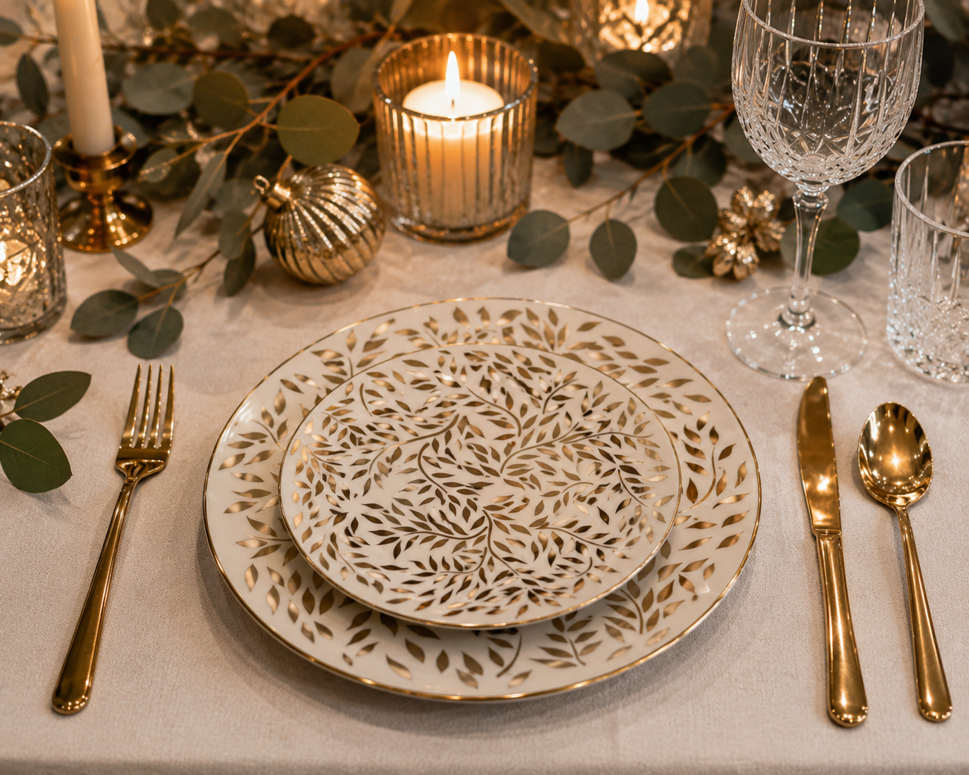 Golden Leaves Christmas Set