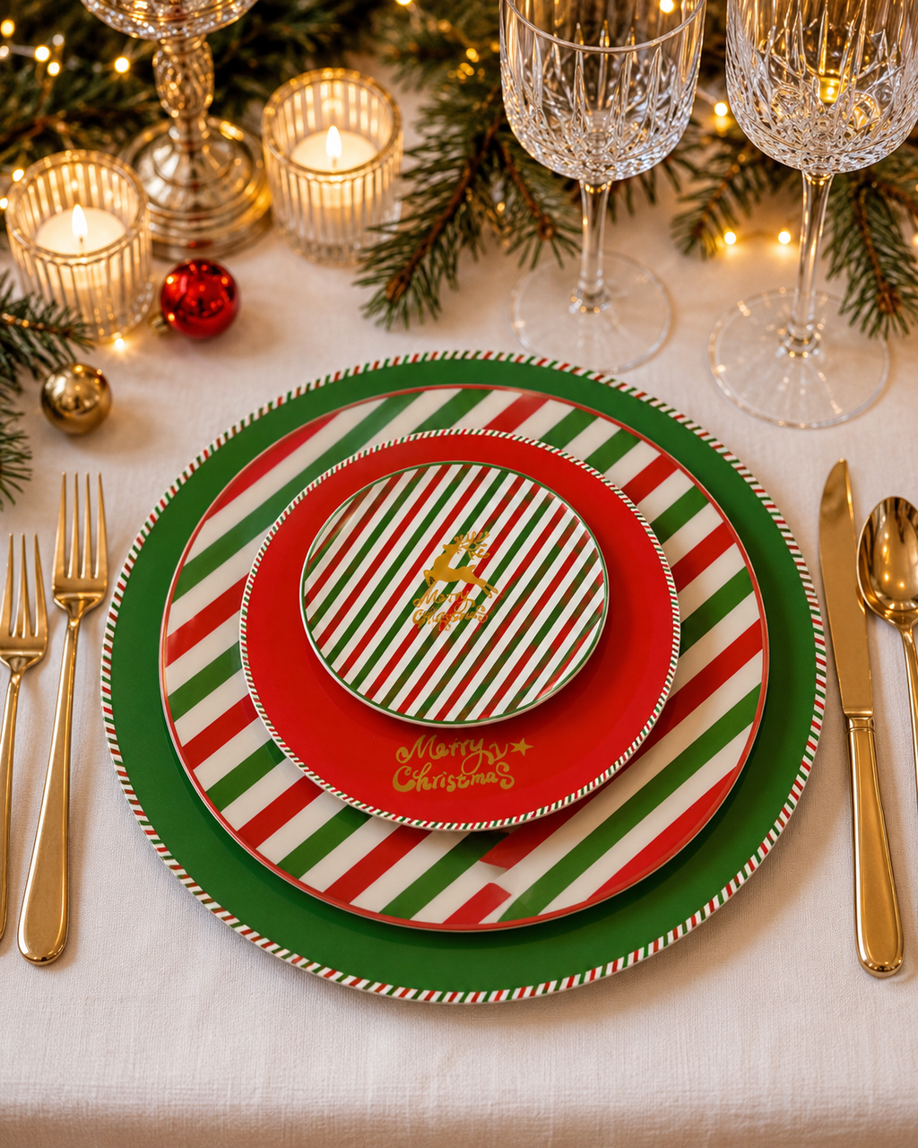 Stripe Reindeer Place Setting