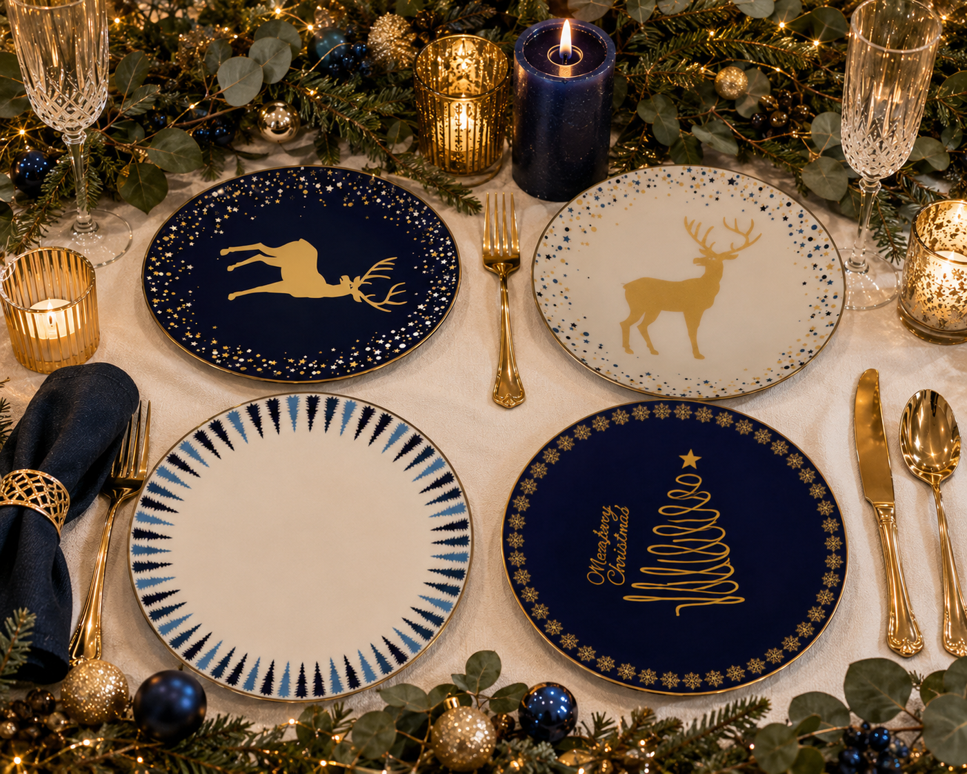 Midnight Reindeer Place Setting